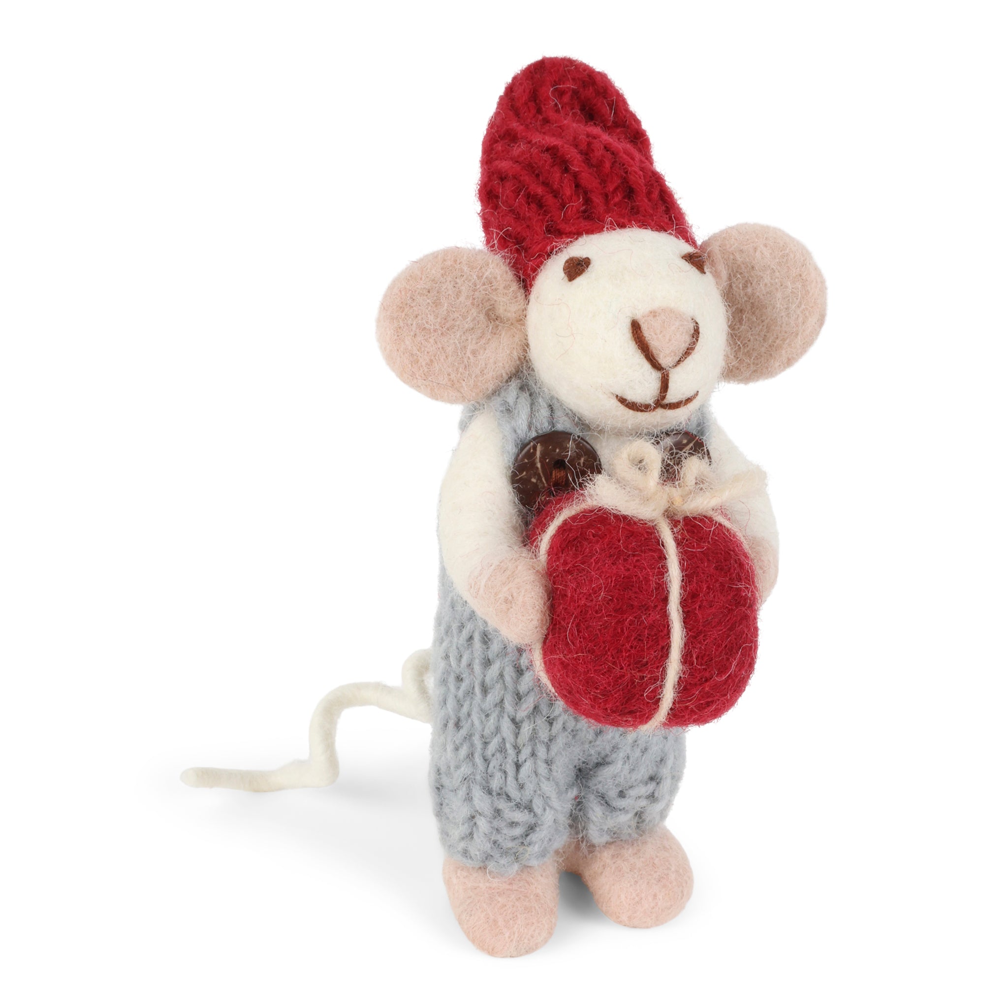 Christmas Figurine - Mouse with Blue Pants & Present